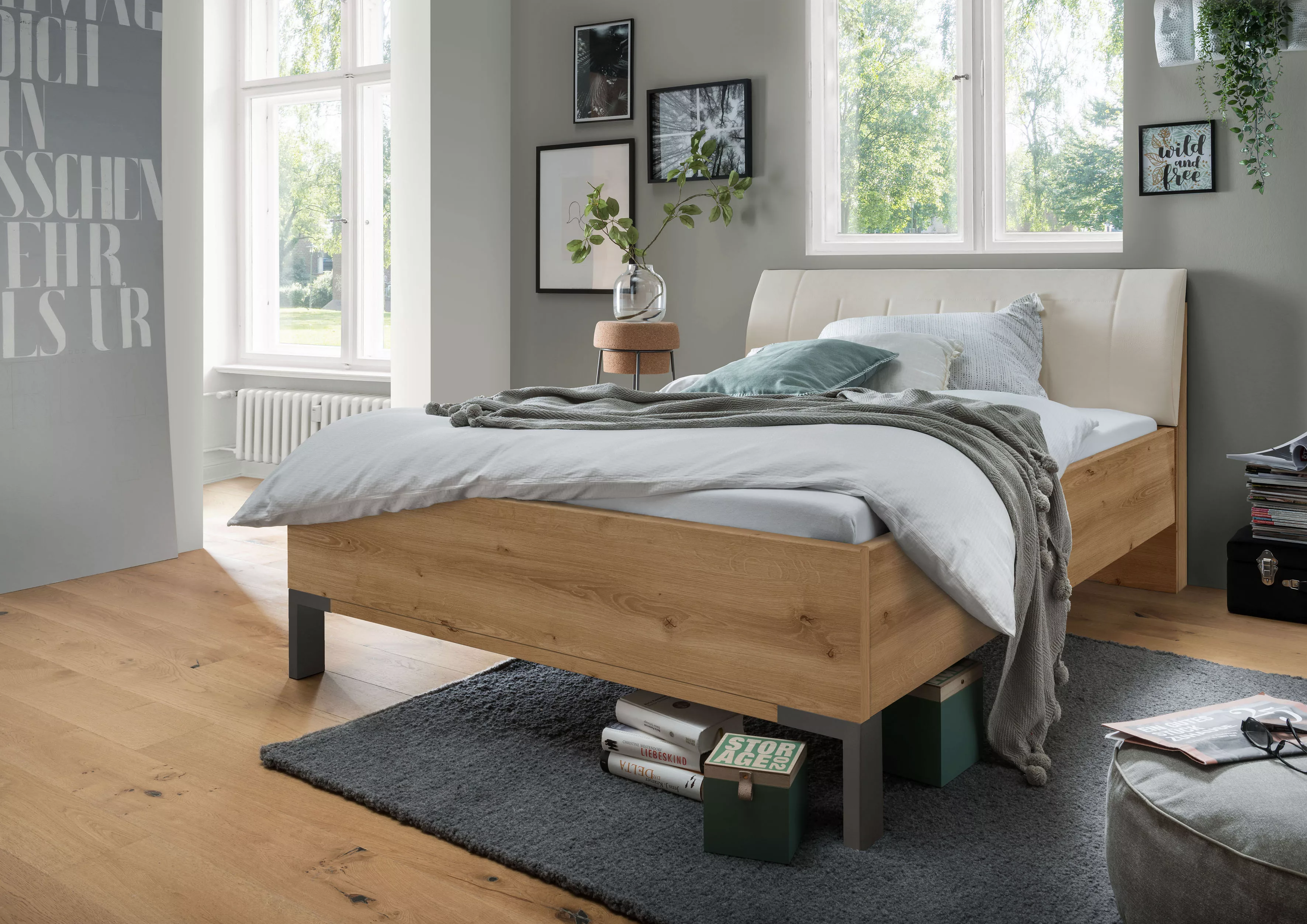 WIEMANN Futonbett "Monaco, Bettgestell, Bettrahmen, komfortables Polsterkop günstig online kaufen