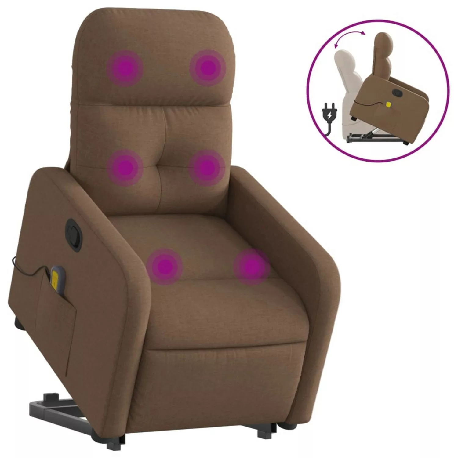 vidaXL Massagesessel mit Aufstehhilfe Braun Stoff Modell 12 günstig online kaufen