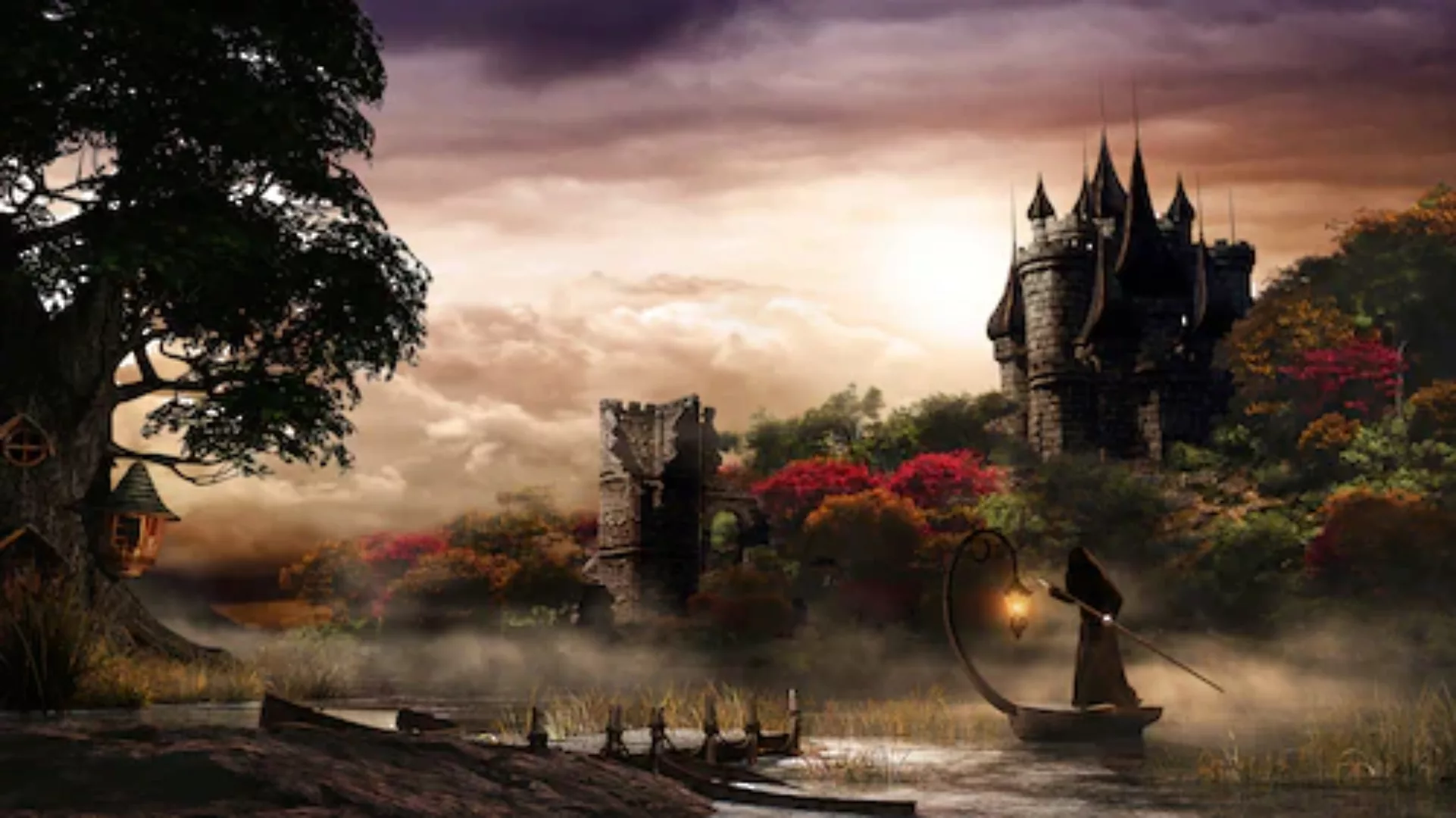 Papermoon Fototapete »Mystery Lake und Castle« günstig online kaufen