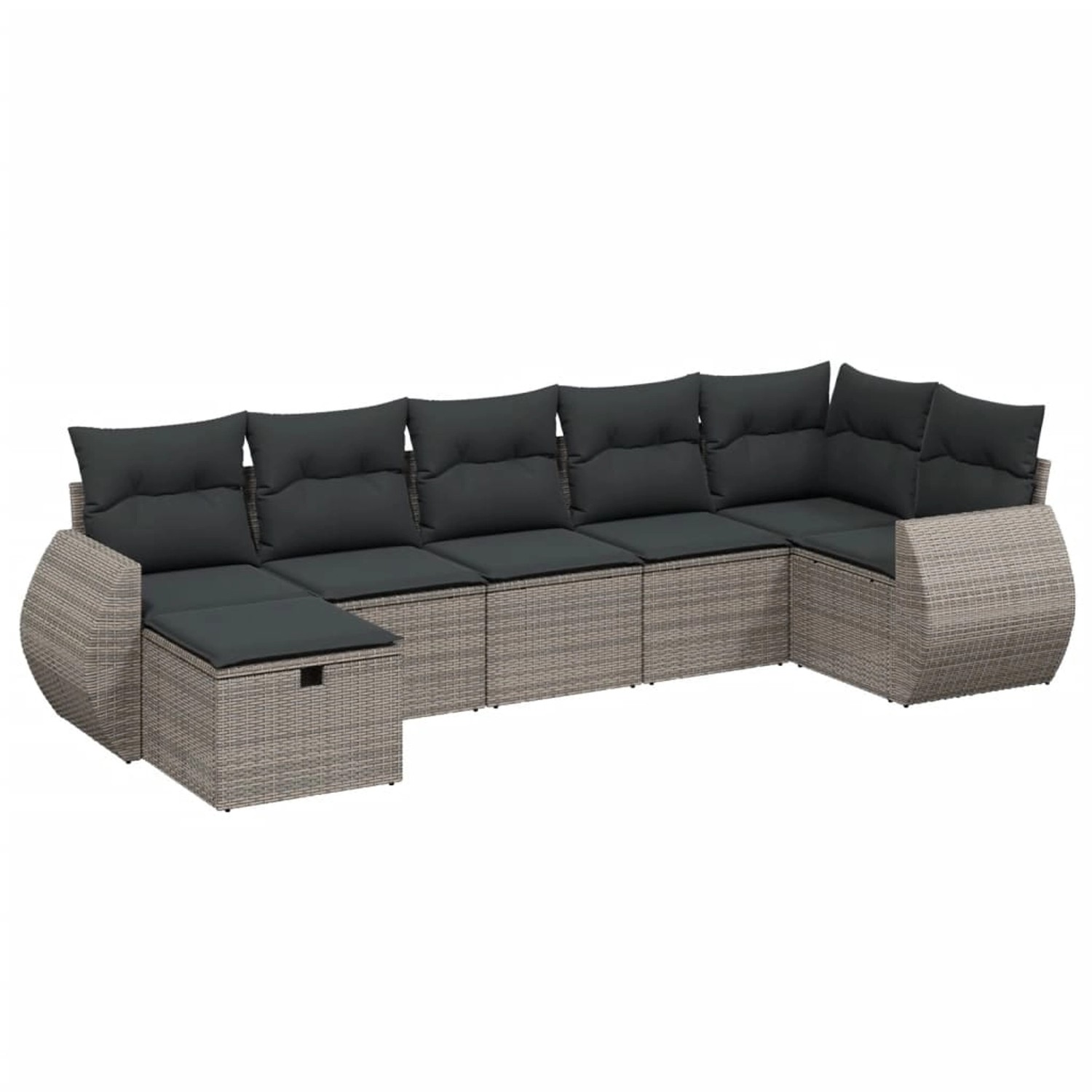 vidaXL 7-Tlg Garten-Sofagarnitur mit Kissen Grau Poly Rattan 3264126 günstig online kaufen