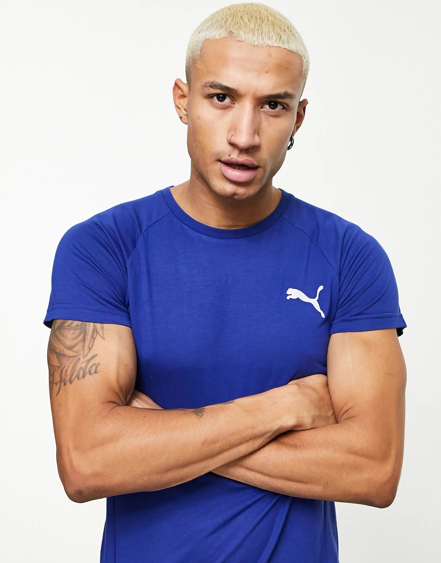 PUMA – Evostripe – T-Shirt in Marineblau günstig online kaufen