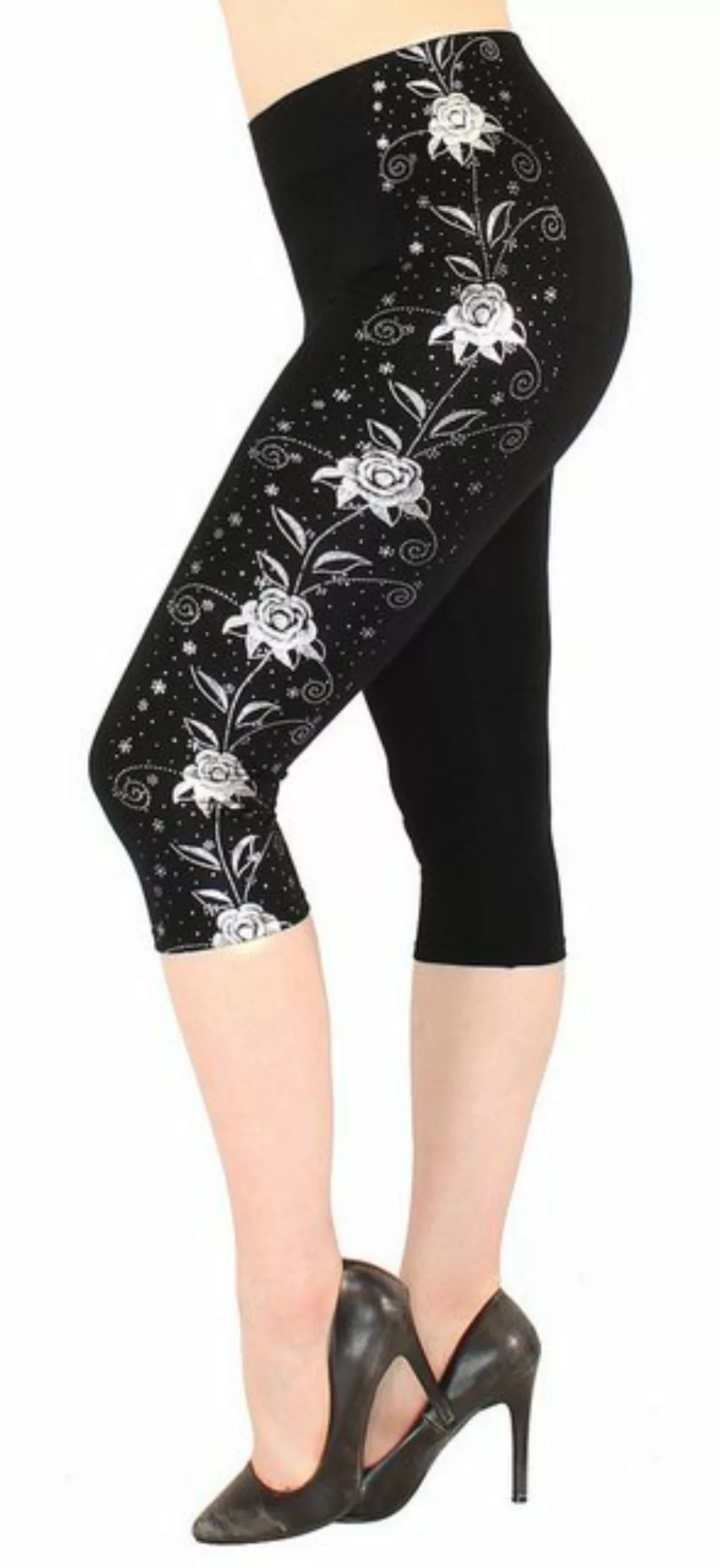 dy_mode Caprileggings Damen Capri Leggings 3/4 Sommerleggings mit Silber Gl günstig online kaufen