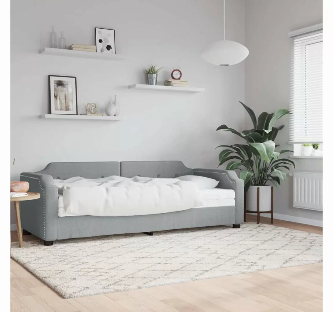 vidaXL Gästebett Gästebett Tagesbett mit Matratze Hellgrau 80x200 cm Stoff günstig online kaufen