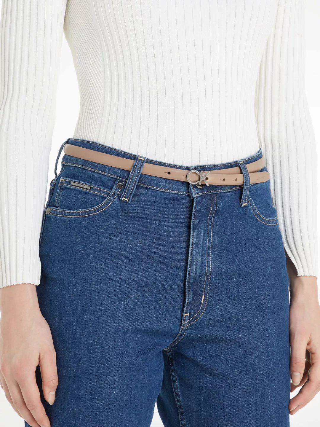 Calvin Klein Ledergürtel "CK THIN BELT 1.5CM", mit Logoprägung als Schließe günstig online kaufen