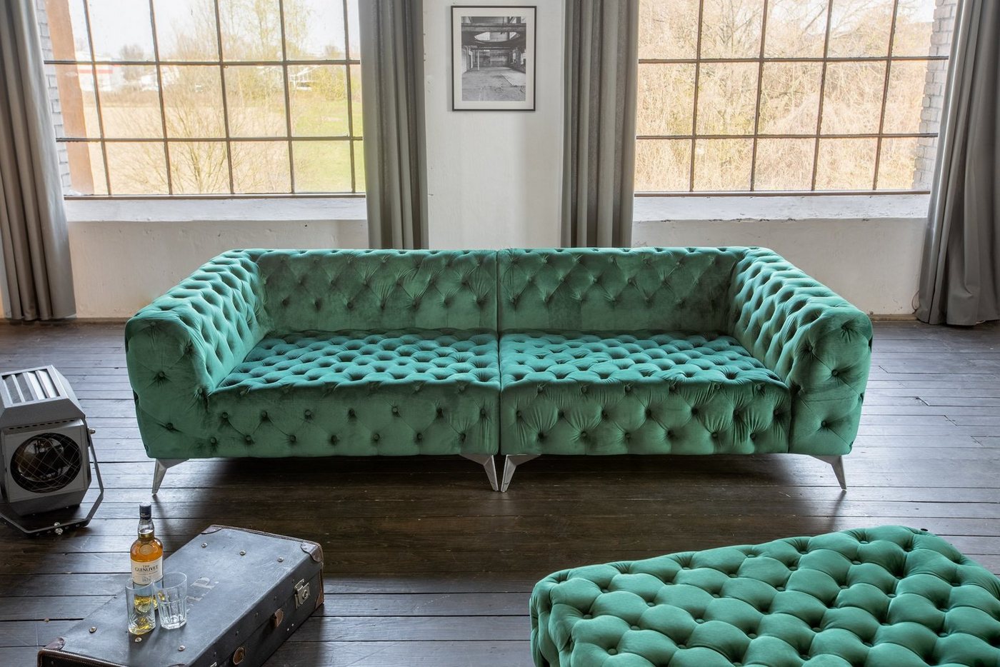 KAWOLA Big-Sofa NARLA, Sofa Chesterfield Velvet versch. Farben mit o. ohne günstig online kaufen