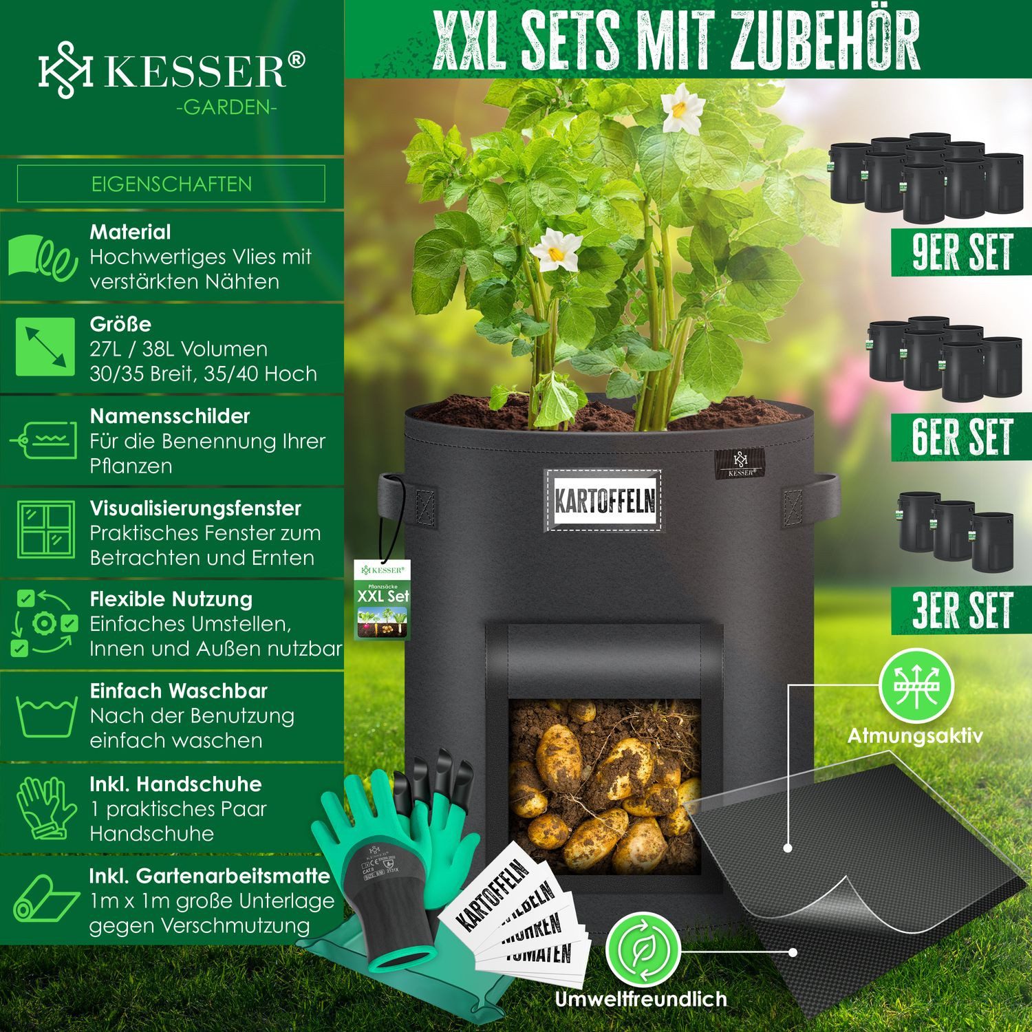 KESSER Pflanzkübel, Kartoffel-Pflanzsack XXL Kartoffel-Pflanzbeutel aus günstig online kaufen