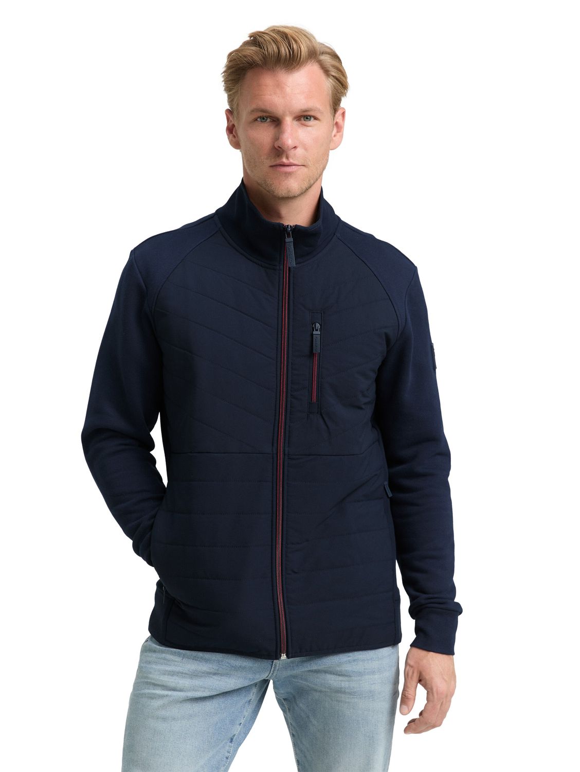 Tom Tailor Herren Sweatjacke HYBRID SWEAT JACKET - Regular Fit günstig online kaufen