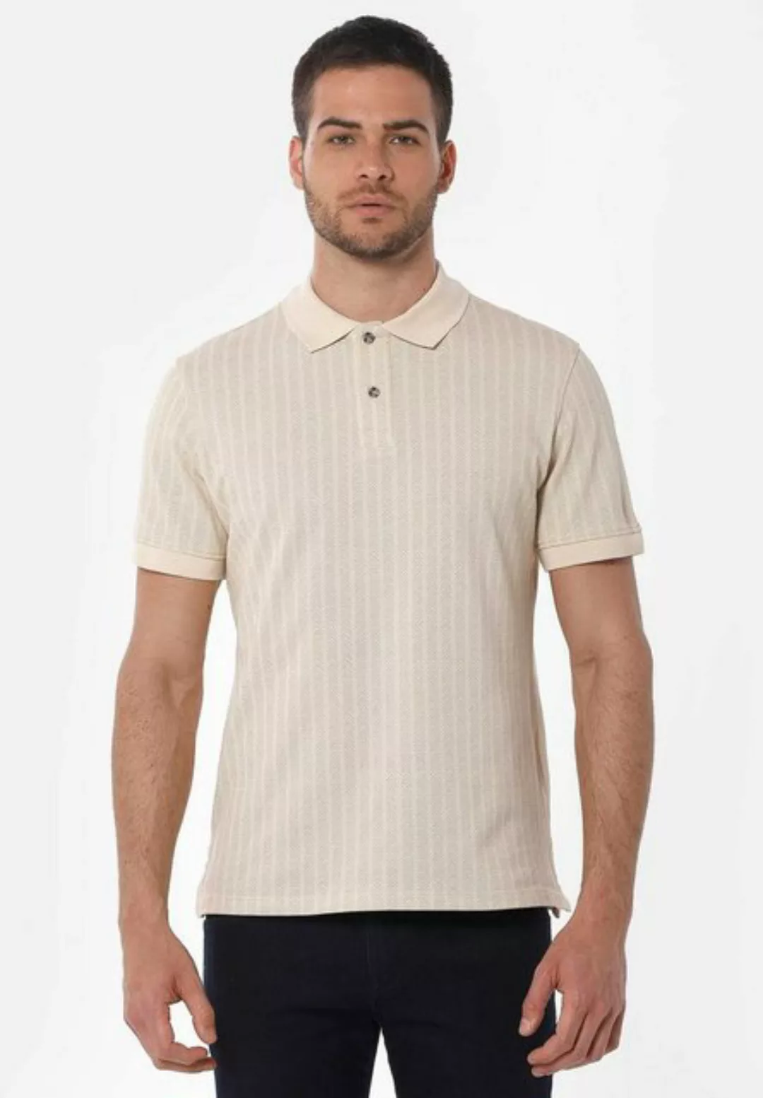 ORGANICATION Poloshirt Men's All-Over Printed Polo Shirt in Off White günstig online kaufen