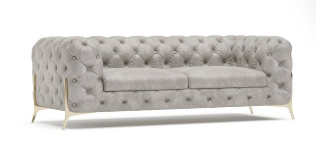 S-Style Möbel Chesterfield-Sofa 3-Sitzer Jersey mit Goldene Metall Füßen, 3 günstig online kaufen