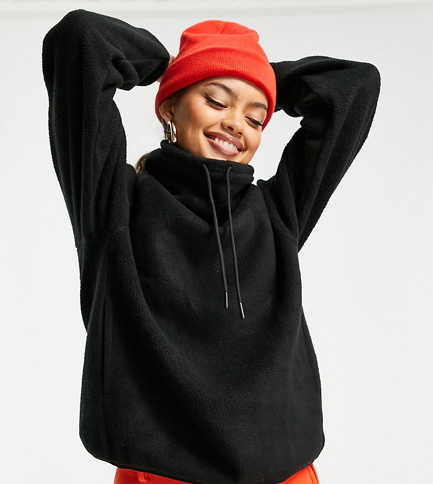 ASOS 4505 Petite – Midlayer-Skipullover aus Fleece zum Überziehen-Schwarz günstig online kaufen