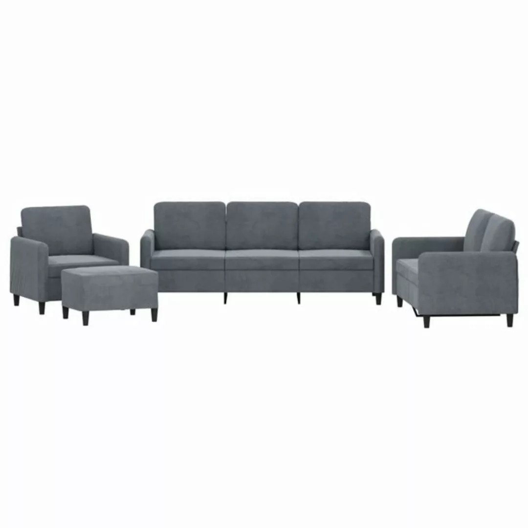 vidaXL Sofa 4-tlg. Sofagarnitur Dunkelgrau Samt günstig online kaufen