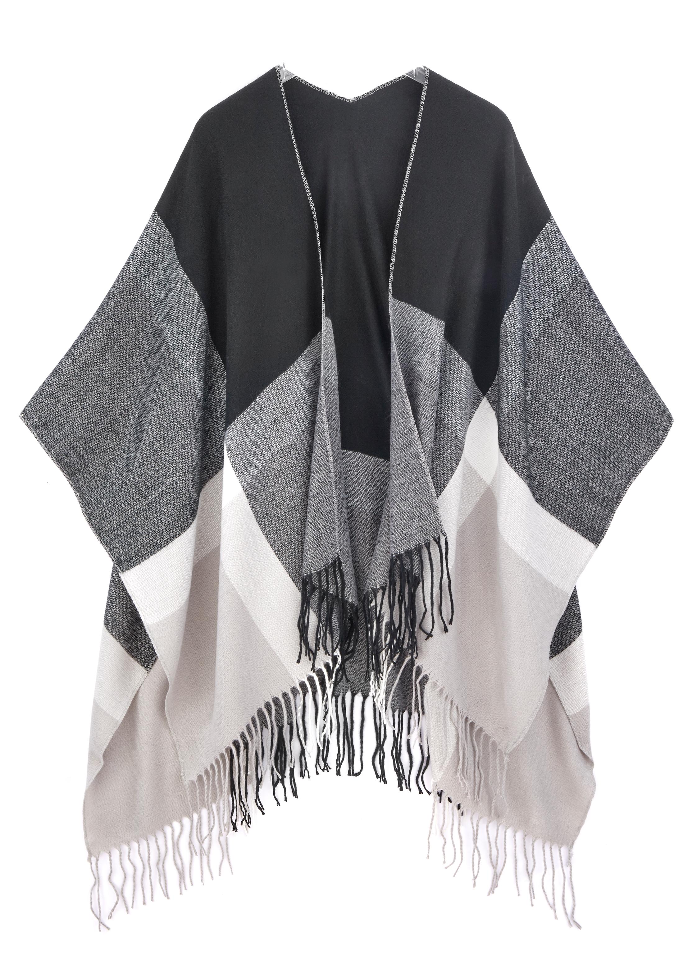 LASCANA Strickponcho Poncho, Cape in kuscheliger Qualität und mit Fransen, günstig online kaufen