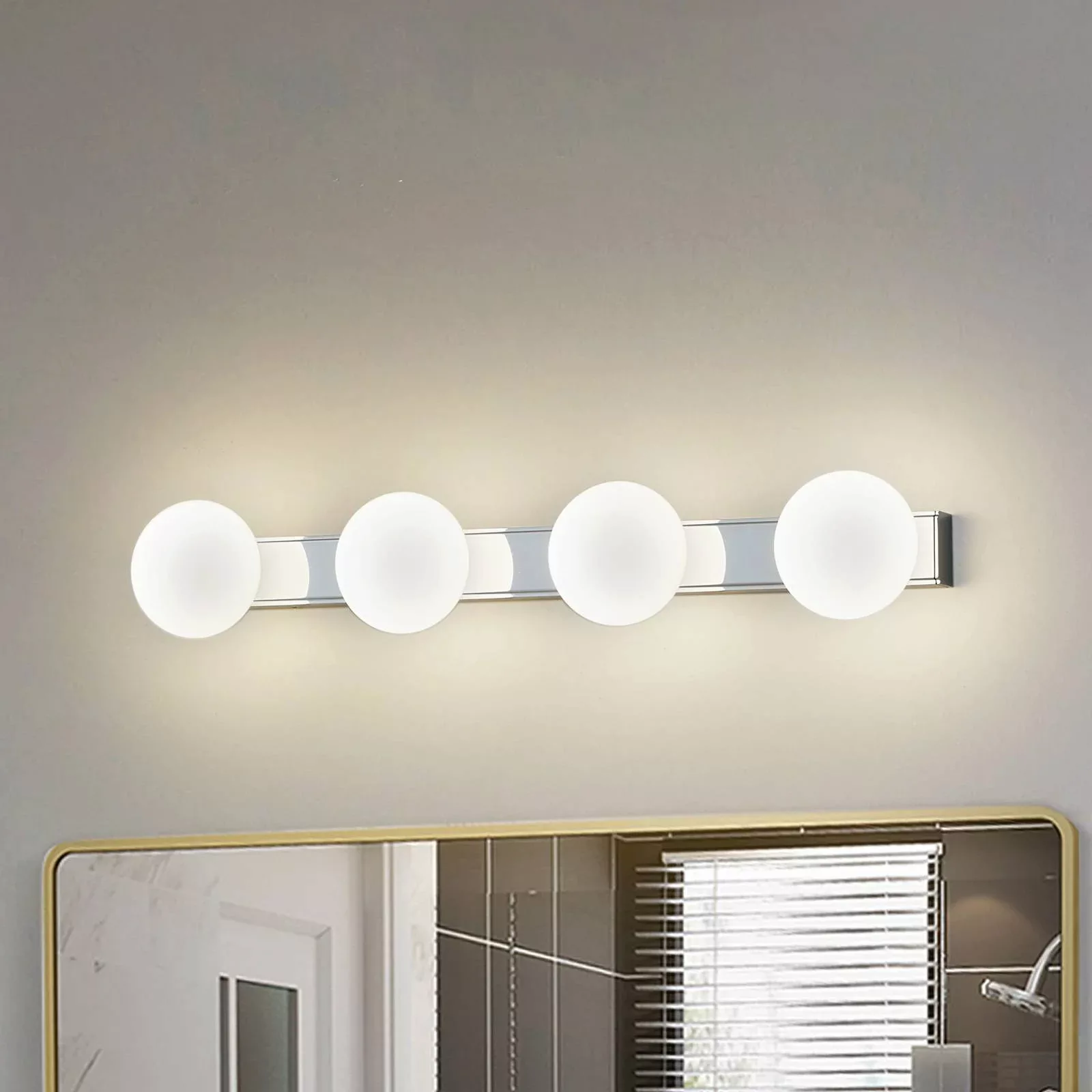 Lucande LED-Bad-Wandleuchte Myrra, chrom/weiß, Glas, 60 cm günstig online kaufen