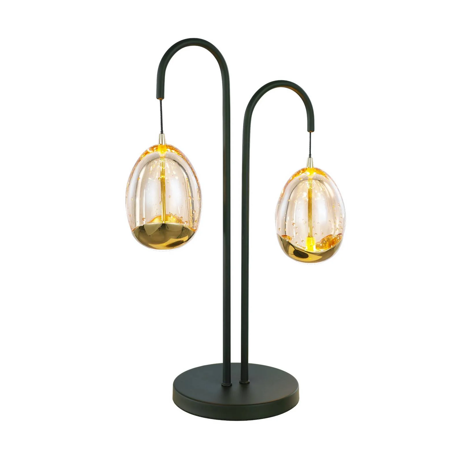 Tischlampe Golden Egg schwarz/amber 45 cm 2-flg. Metall/Glas günstig online kaufen