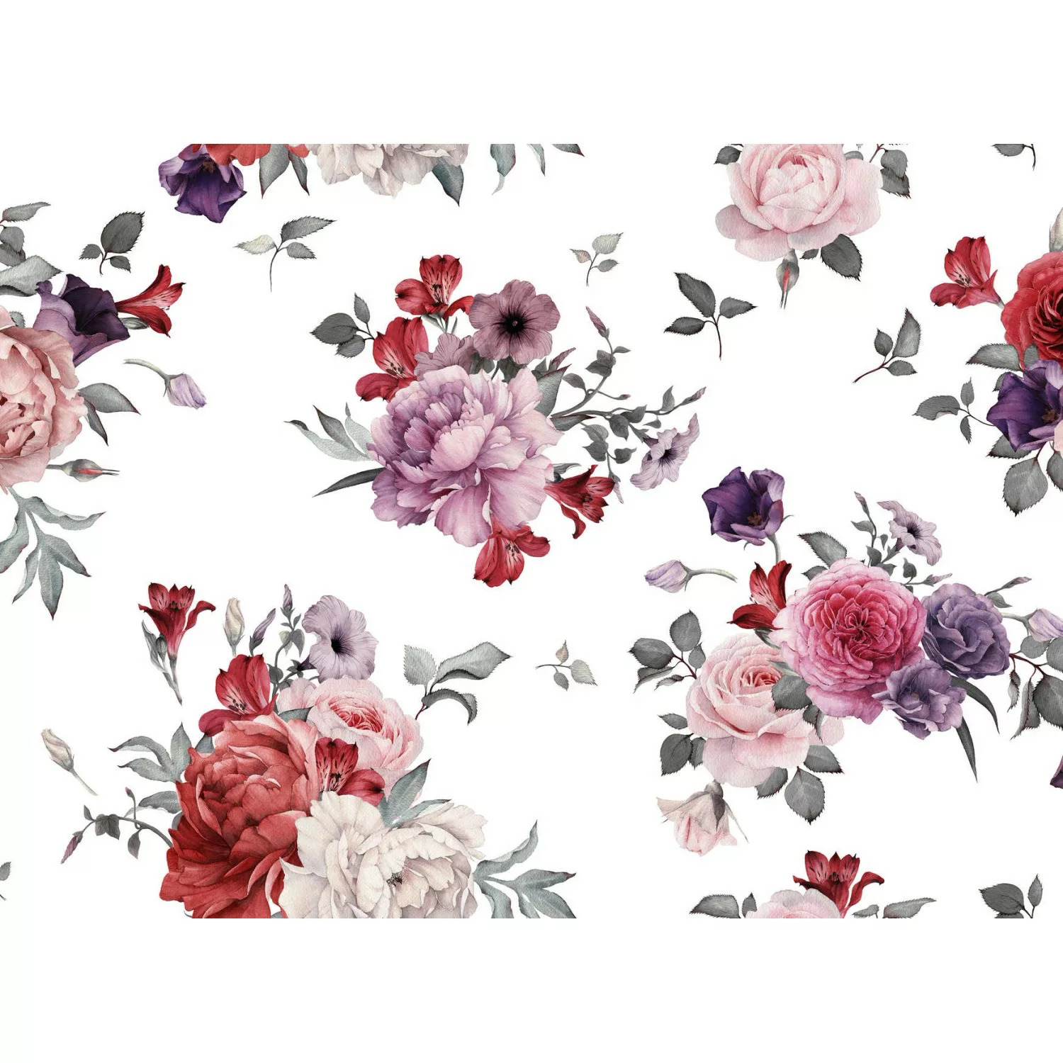 Fototapete Blumenbouquet Rot Rosa Lila Weiß 3,50 m x 2,55 m FSC® günstig online kaufen