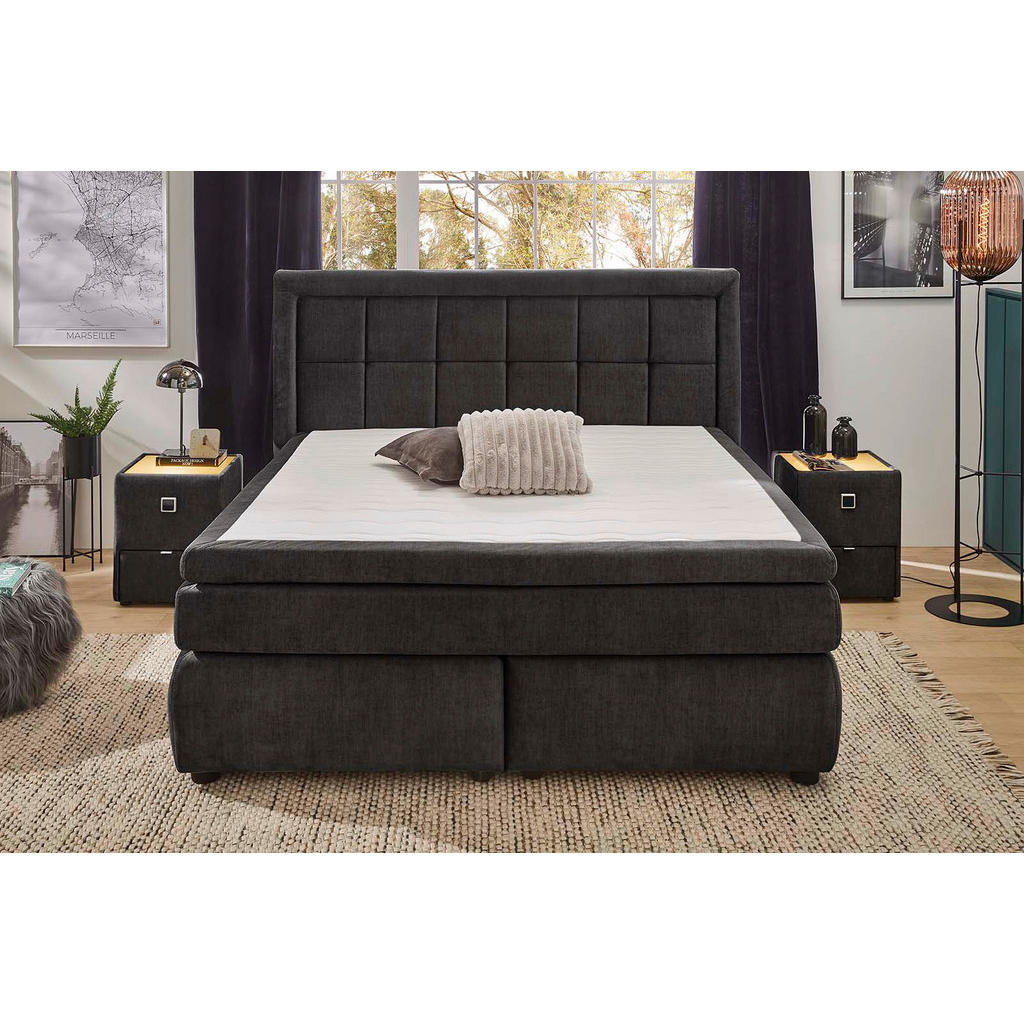 Boxspringbett  anthrazit dunkel Liegefläche B/L: ca. 180x200 cm günstig online kaufen