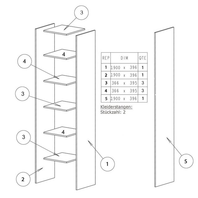 habeig Kleiderschrank KLEIDERSCHRANK BEGEHBAR #6000 (Weiss) Schrank günstig online kaufen