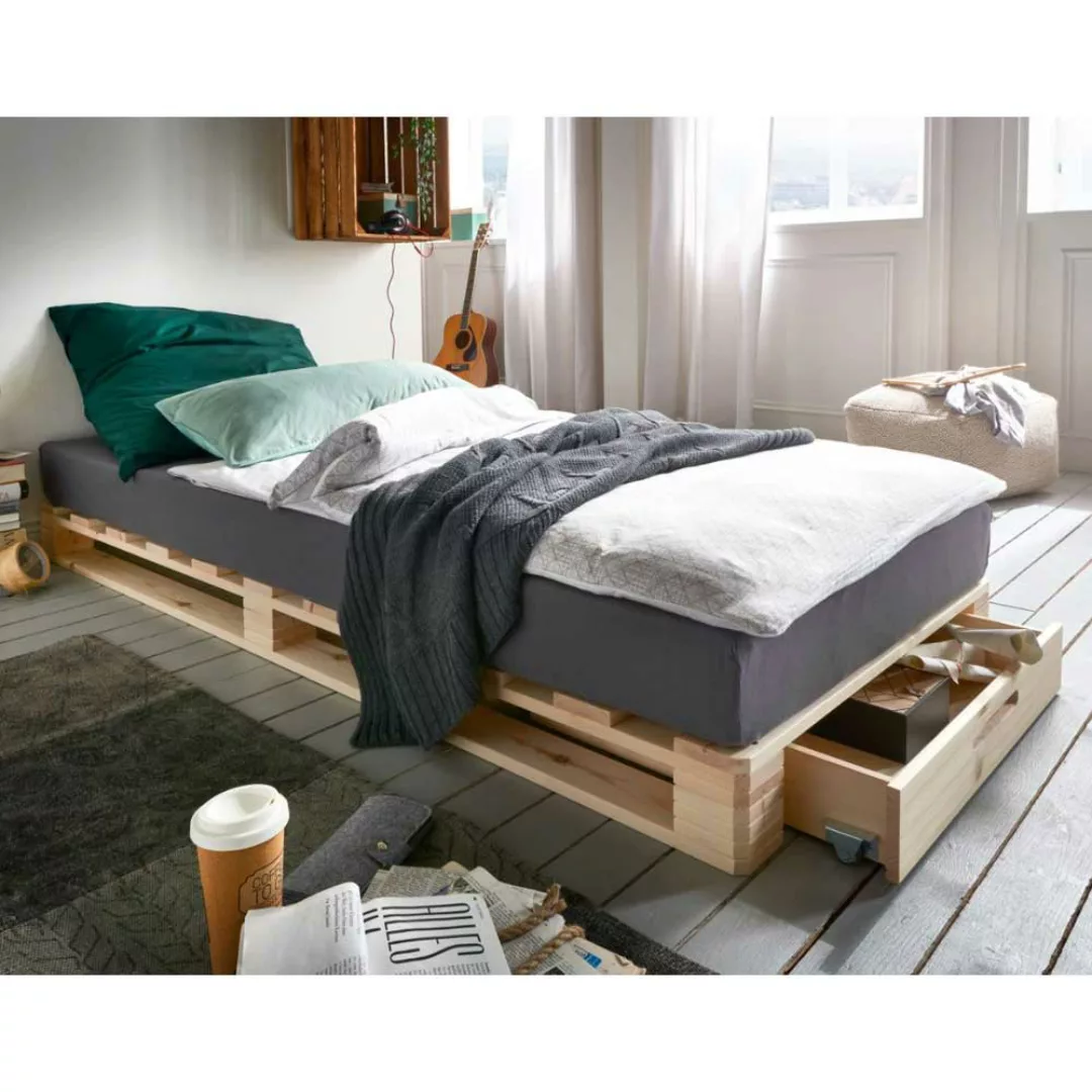 Palettenbett aus Kiefer Massivholz 14 cm Einstiegshöhe günstig online kaufen