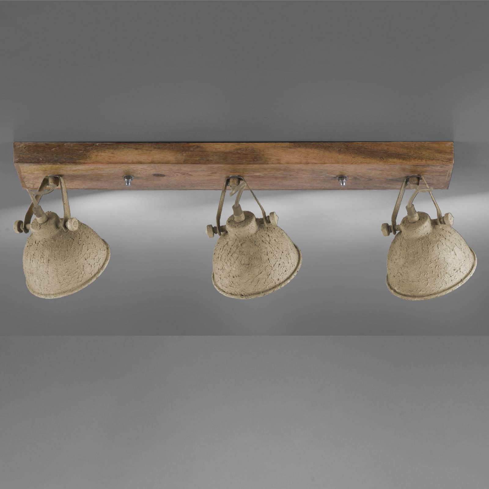 Deckenlampe Samia 3-flg., Holz, beige strukturiert günstig online kaufen
