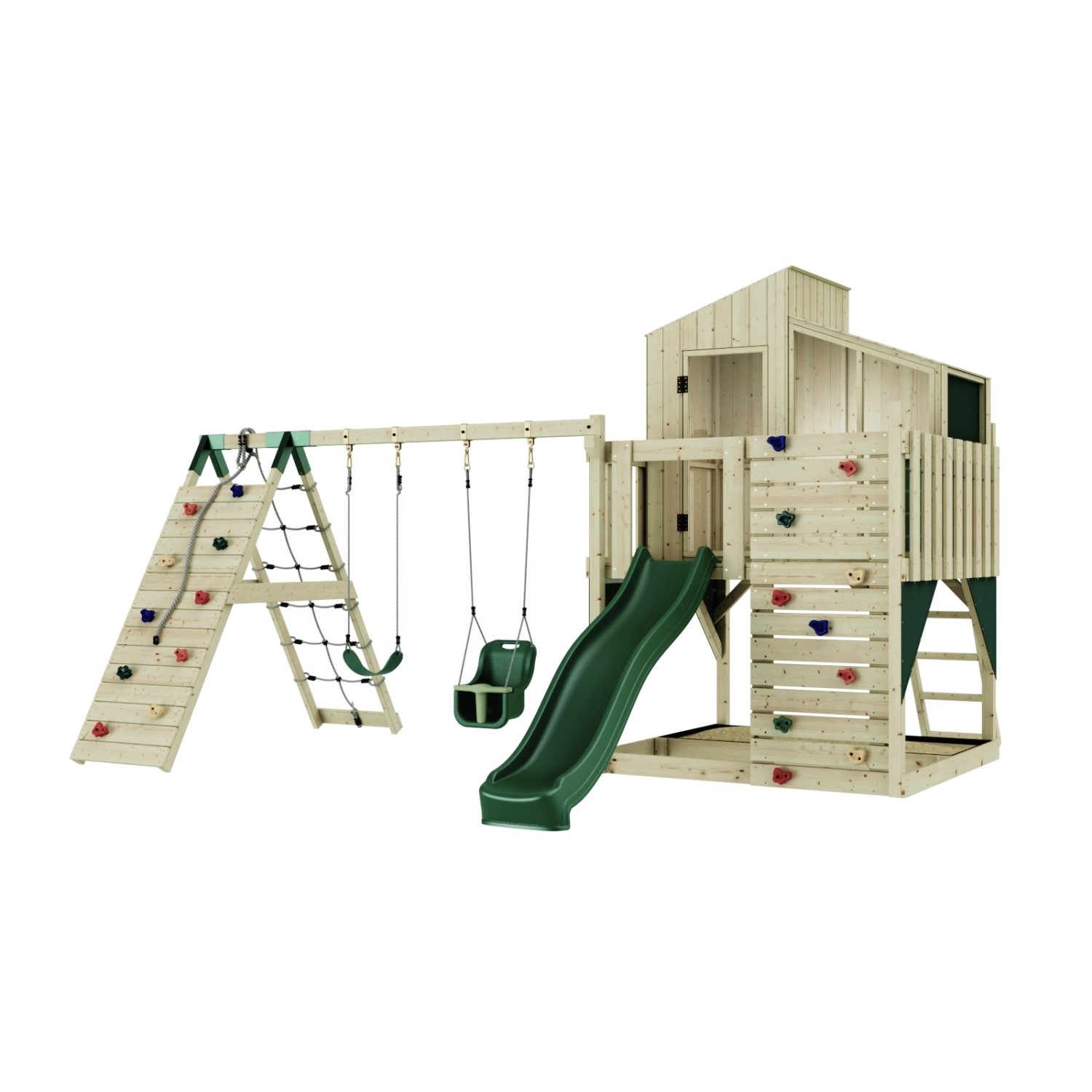 OutdoorToys Spielturm Finn mit Babyschaukel Dunkelgrün günstig online kaufen
