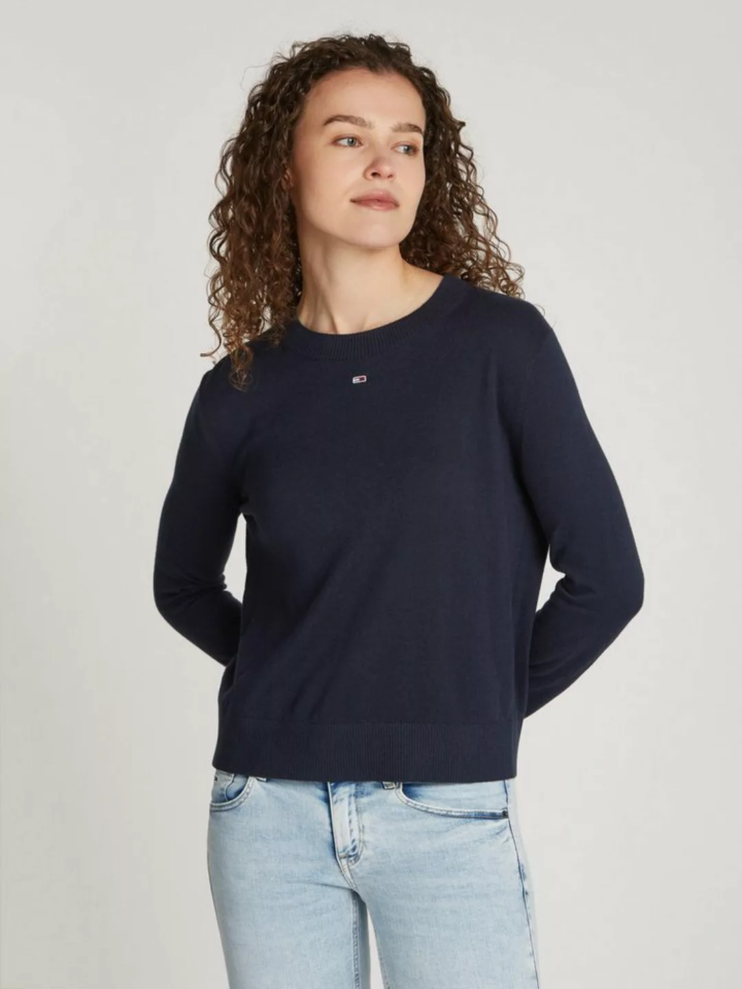 Tommy Jeans Strickpullover TJW ESSENTIAL CREW NECK SWEATER mit Logostickere günstig online kaufen