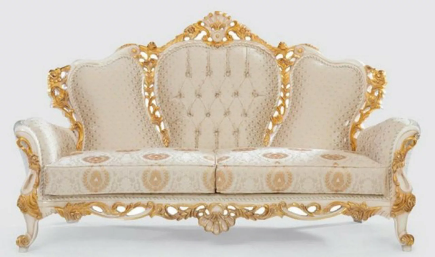 Casa Padrino Sofa Luxus Barock Sofa Creme / Weiß / Gold 230 x 95 x H. 130 c günstig online kaufen