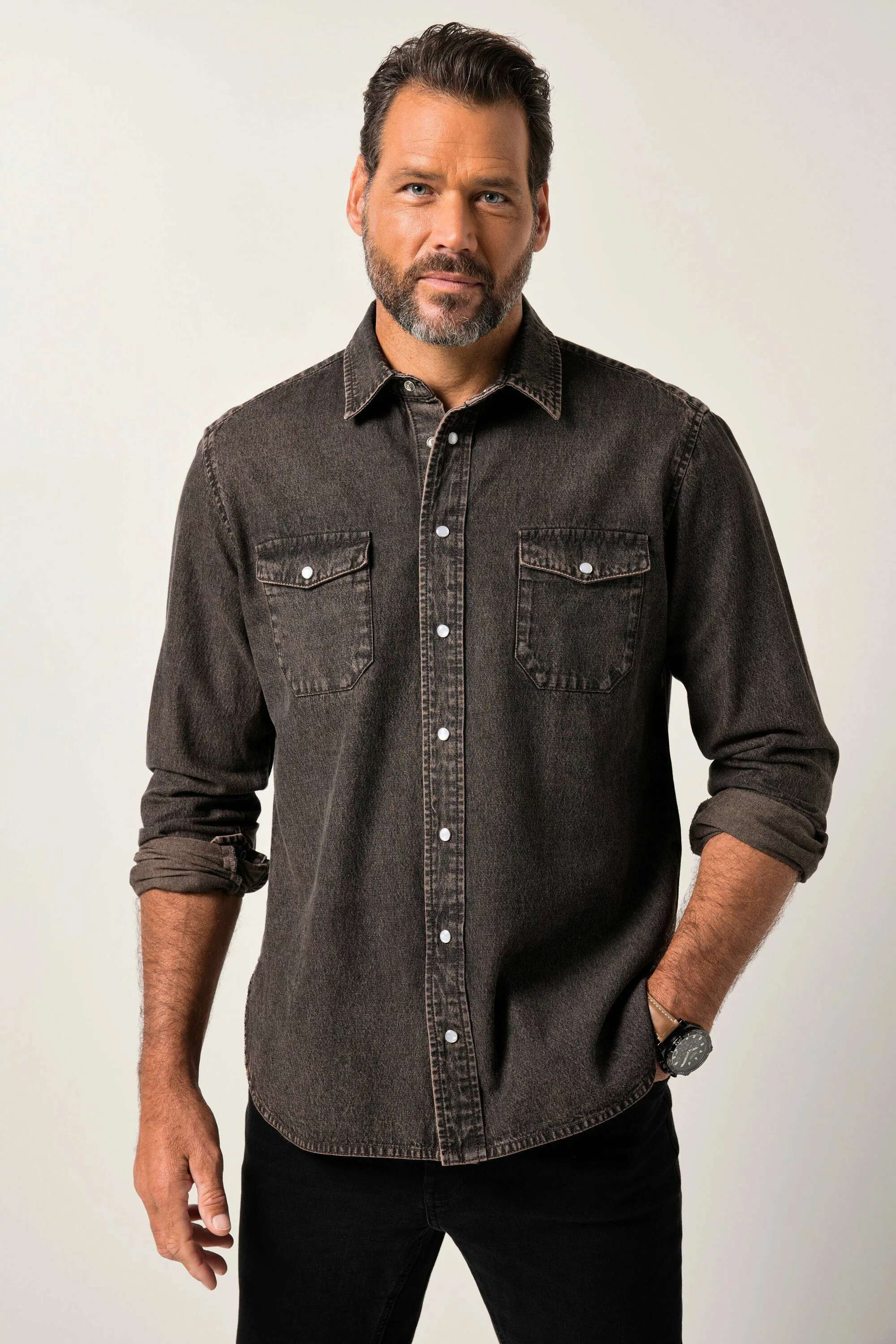 JP1880 Businesshemd JP1880 Color-Jeanshemd FLEXNAMIC® Langarm günstig online kaufen
