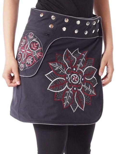 PUREWONDER Wickelrock Damen Rock mit Stickerei sk241 Baumwolle Einheitsgröß günstig online kaufen