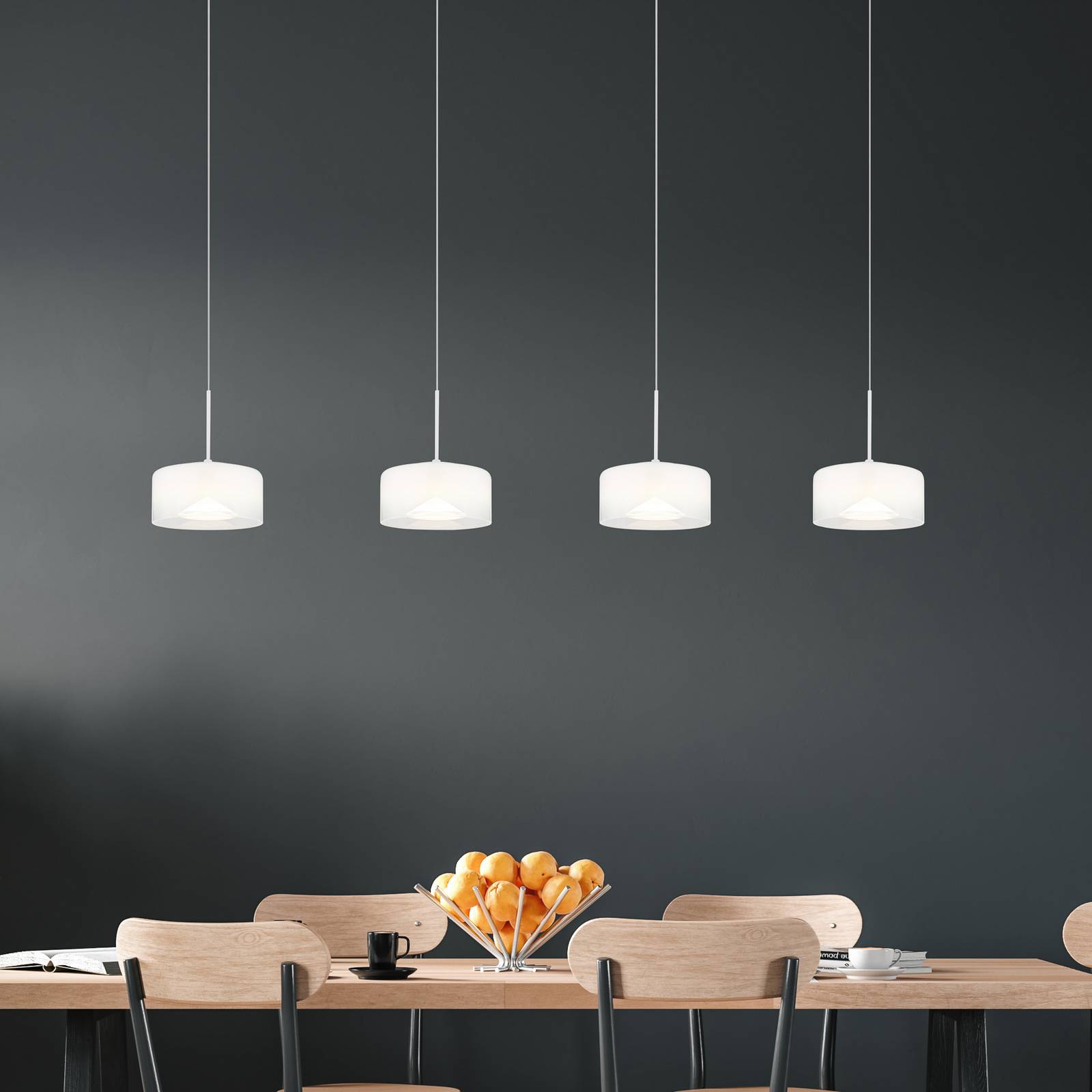 LED-Hängeleuchte Belinda, Länge 105 cm, weiß, 4-flg., Glas günstig online kaufen