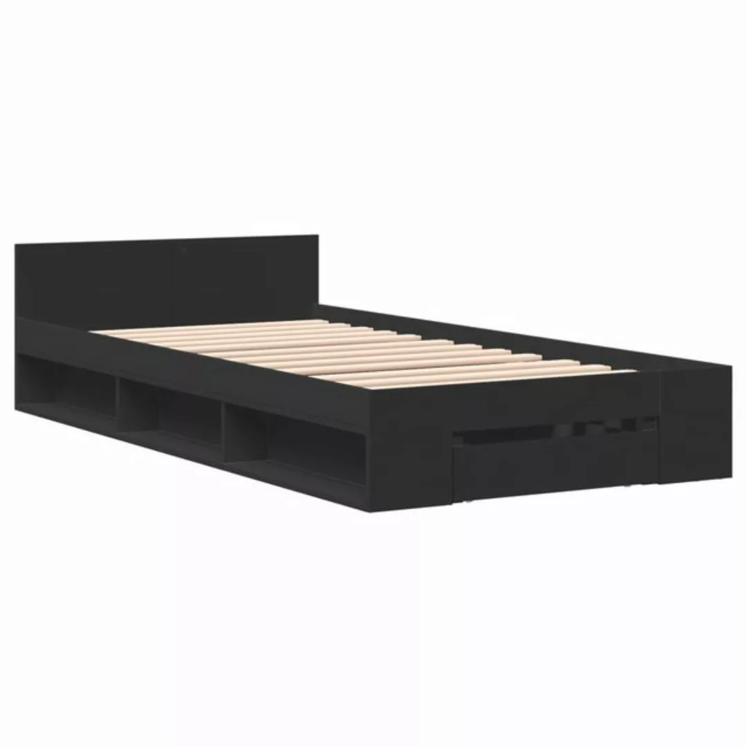 vidaXL Bett Bettgestell mit Schublade Schwarz 75x190 cm Holzwerkstoff günstig online kaufen