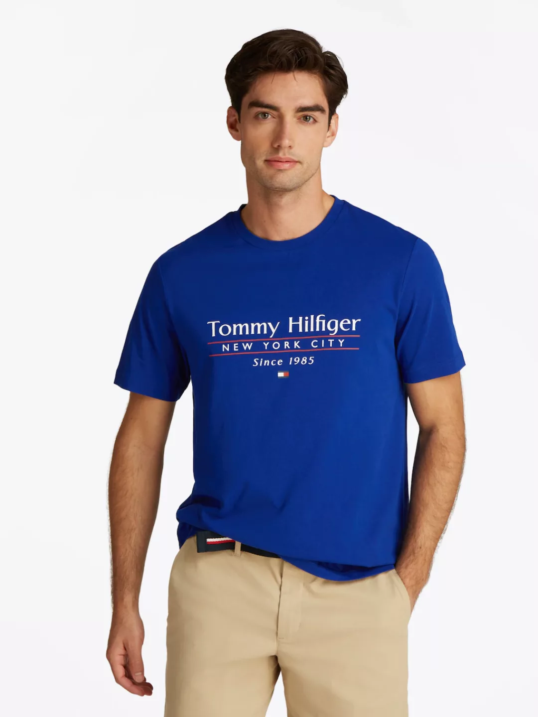 Tommy Hilfiger T-Shirt "HILFIGER CENTER STACK TEE", mit großem Schriftprint günstig online kaufen