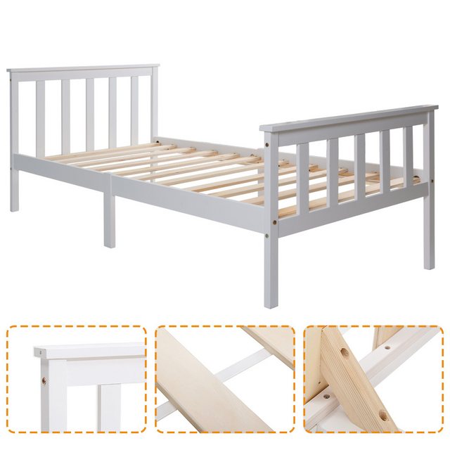 XDeer Kinderbett Holzbett Einzelbett aus Bettgestell mit Lattenrost mit Kop günstig online kaufen