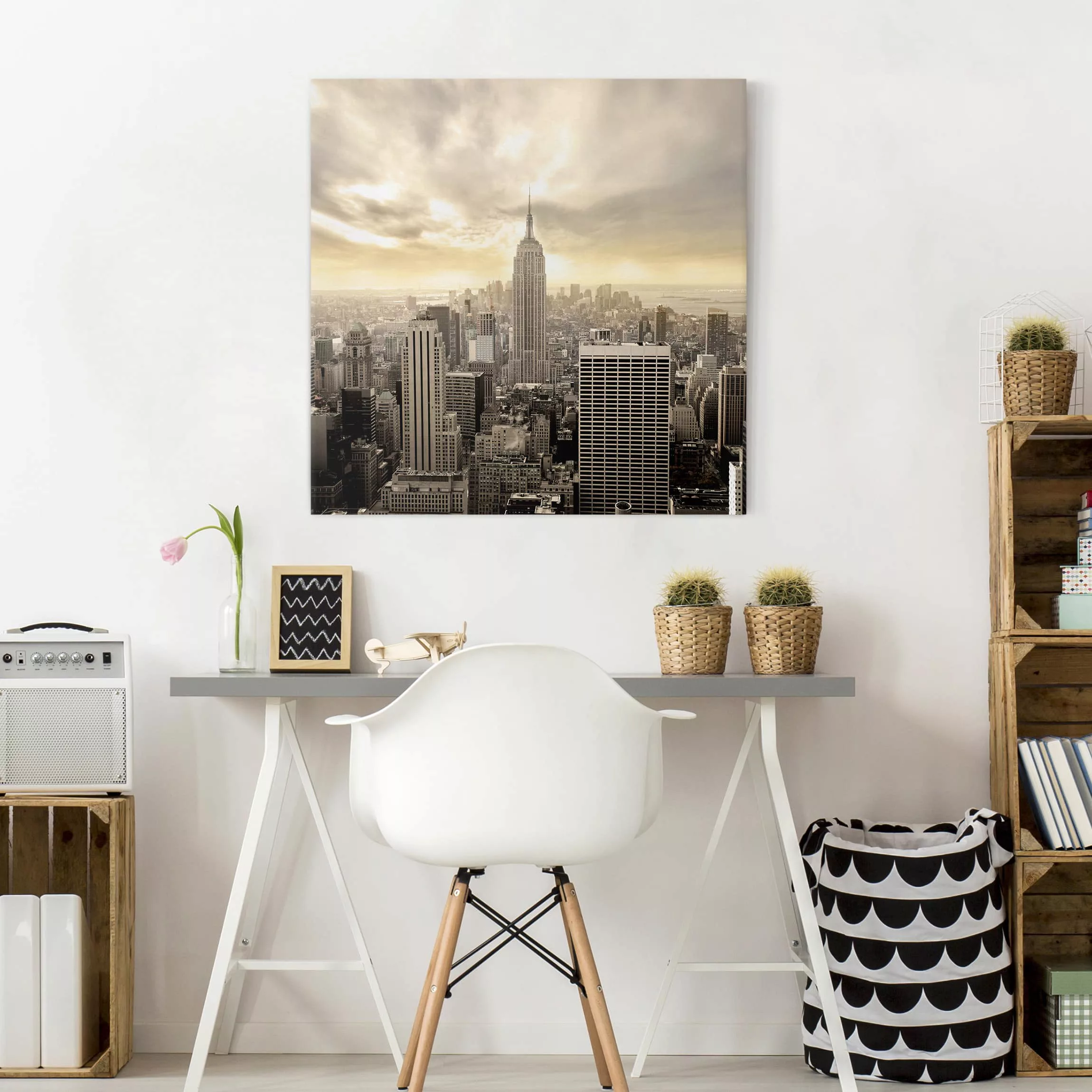 Leinwandbild New York - Quadrat Manhattan Dawn günstig online kaufen