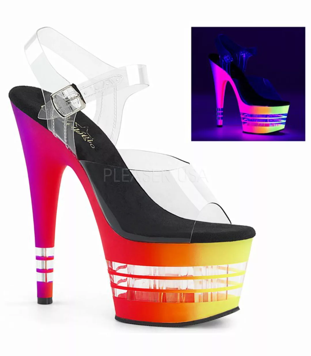 Plateau Sandalette ADORE-708UVLN - Neon Mehrfarbig/Klar (Schuhgröße: EUR 36 günstig online kaufen