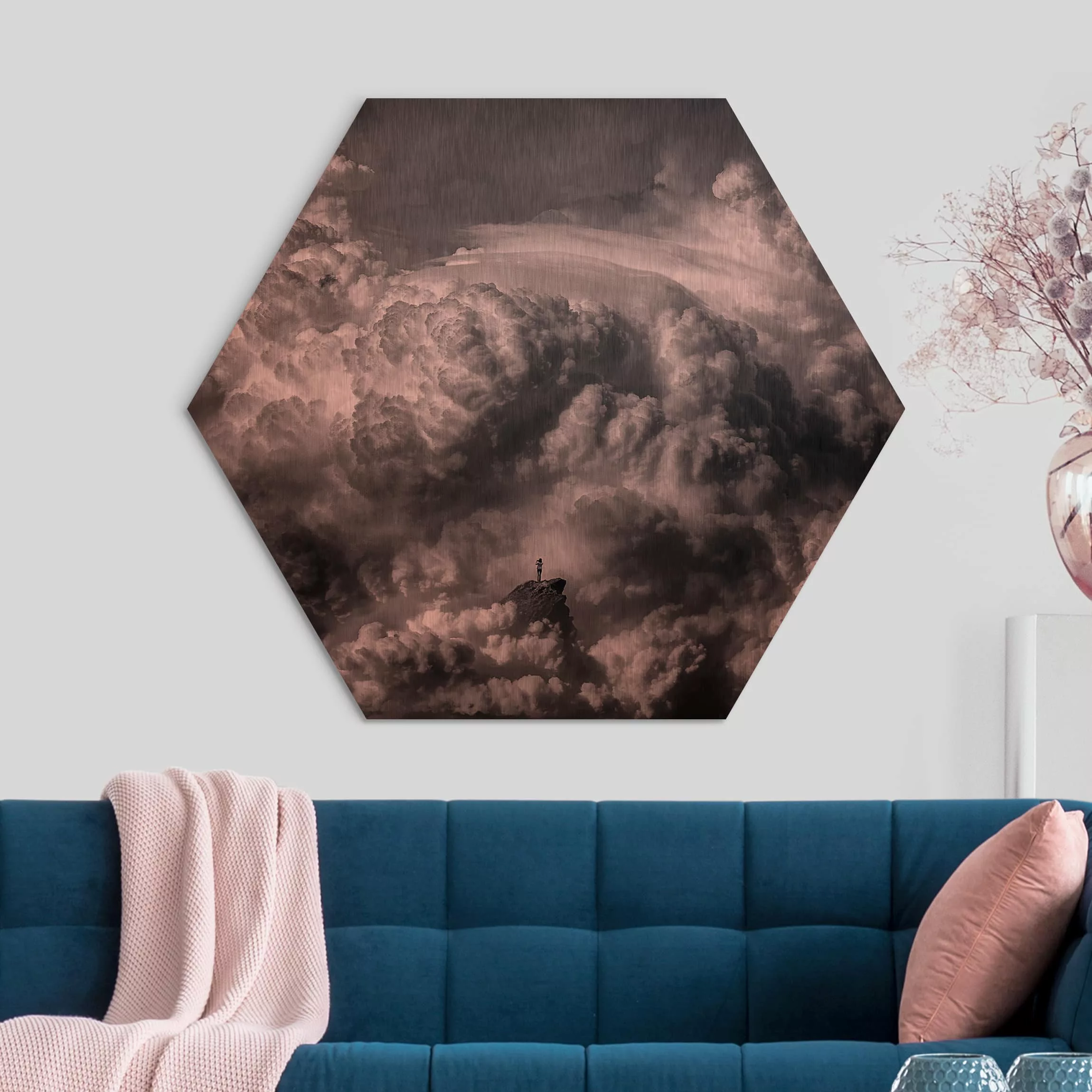 Hexagon-Alu-Dibond Bild Schwarz-Weiß Ein Sturm zieht auf günstig online kaufen