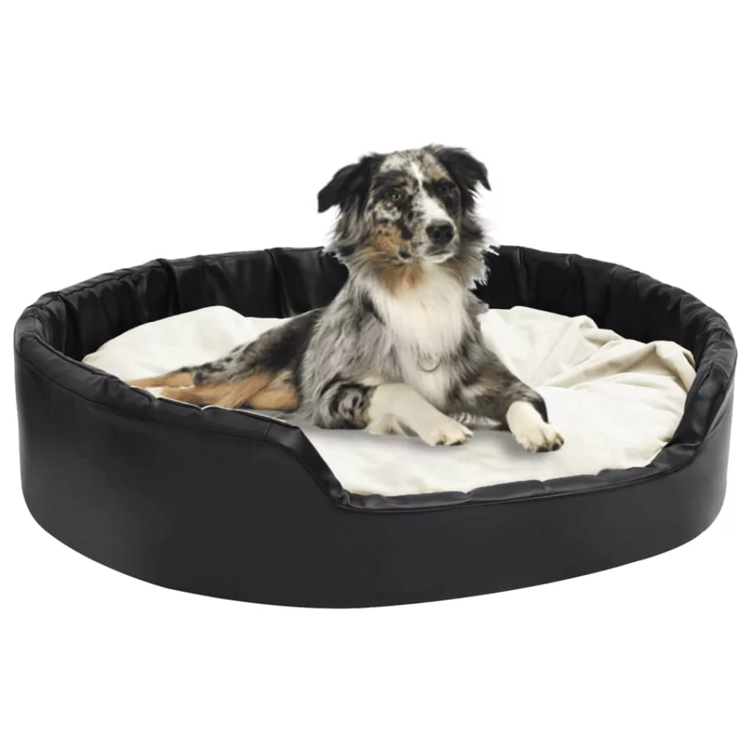 Hundebett Schwarz-beige 99x89x21 Cm Plüsch Und Kunstleder günstig online kaufen