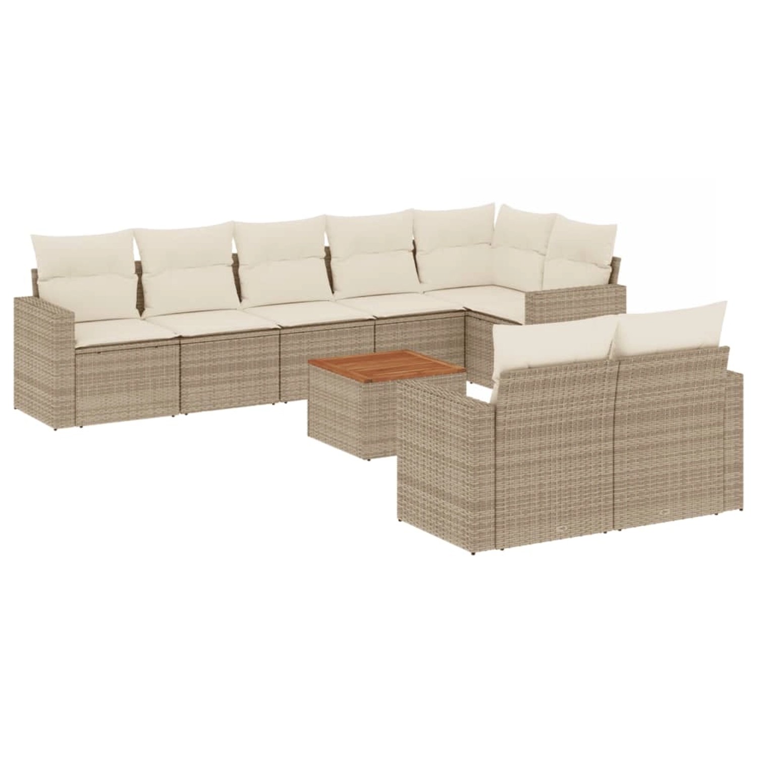 vidaXL 9-Tlg Garten-Sofagarnitur mit Kissen Beige Poly Rattan 3224210 günstig online kaufen