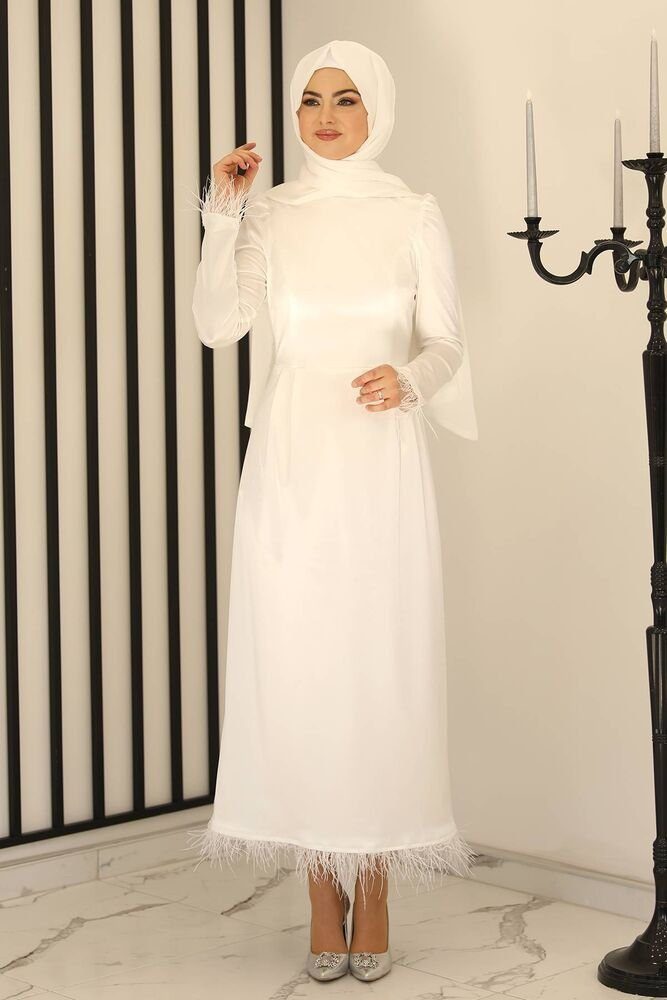 Modavitrini Satinkleid Satinkleid Damen Abendkleid schlicht günstig online kaufen