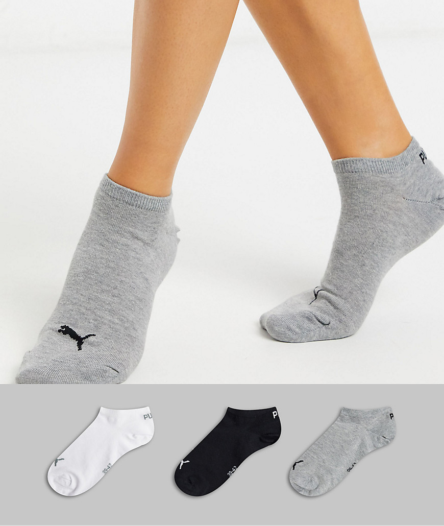 Puma – Sneakersocken in Schwarz/Weiß/Grau im 3er-Pack-Bunt günstig online kaufen