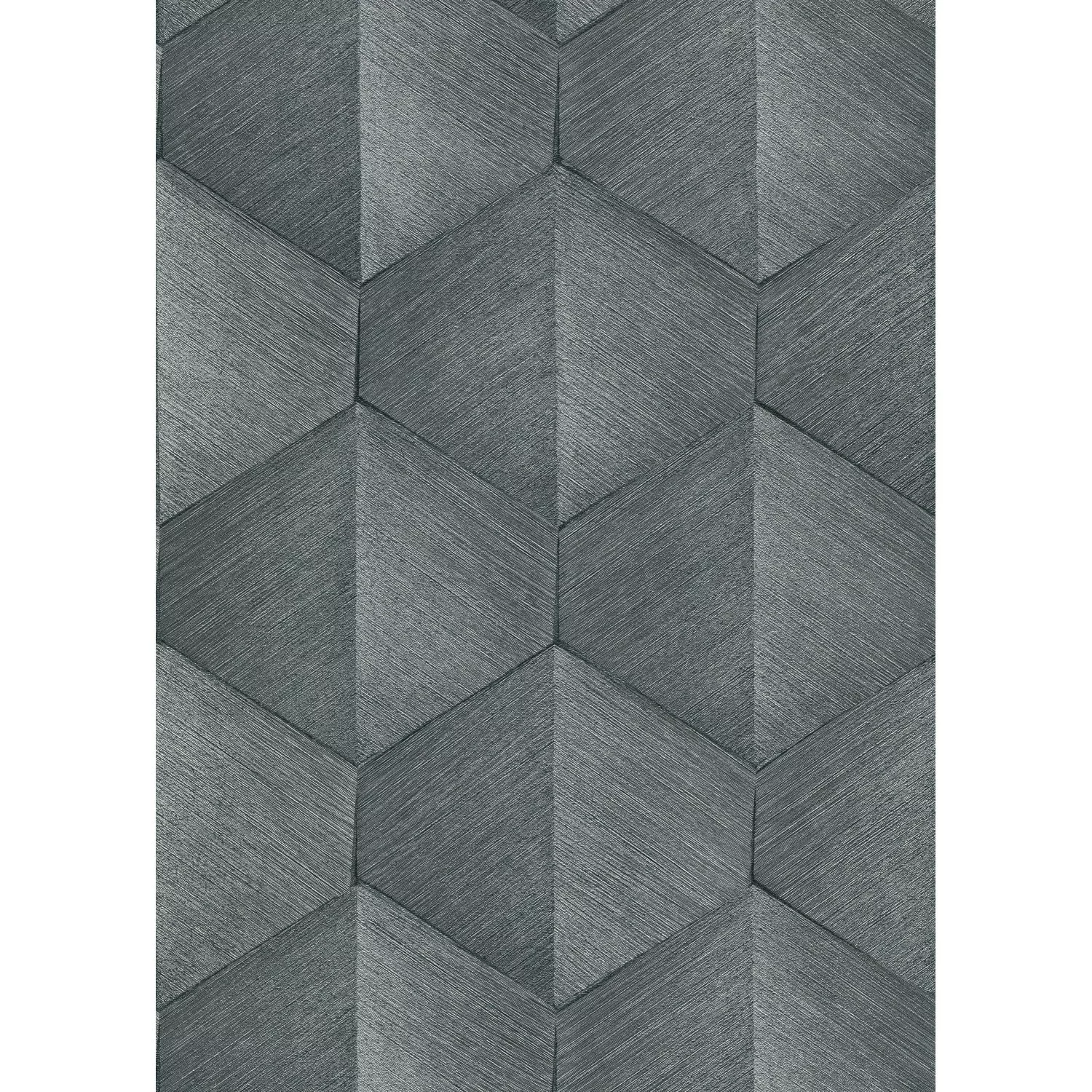 Bricoflor 3D Tapete Dunkelgrau Modern Ideal für Büro und Wohnzimmer Geometr günstig online kaufen
