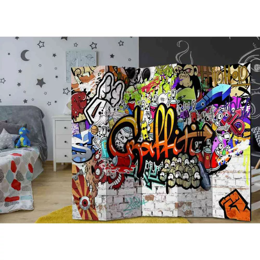 Knalliger Paravent Graffiti Motiv Bunt günstig online kaufen