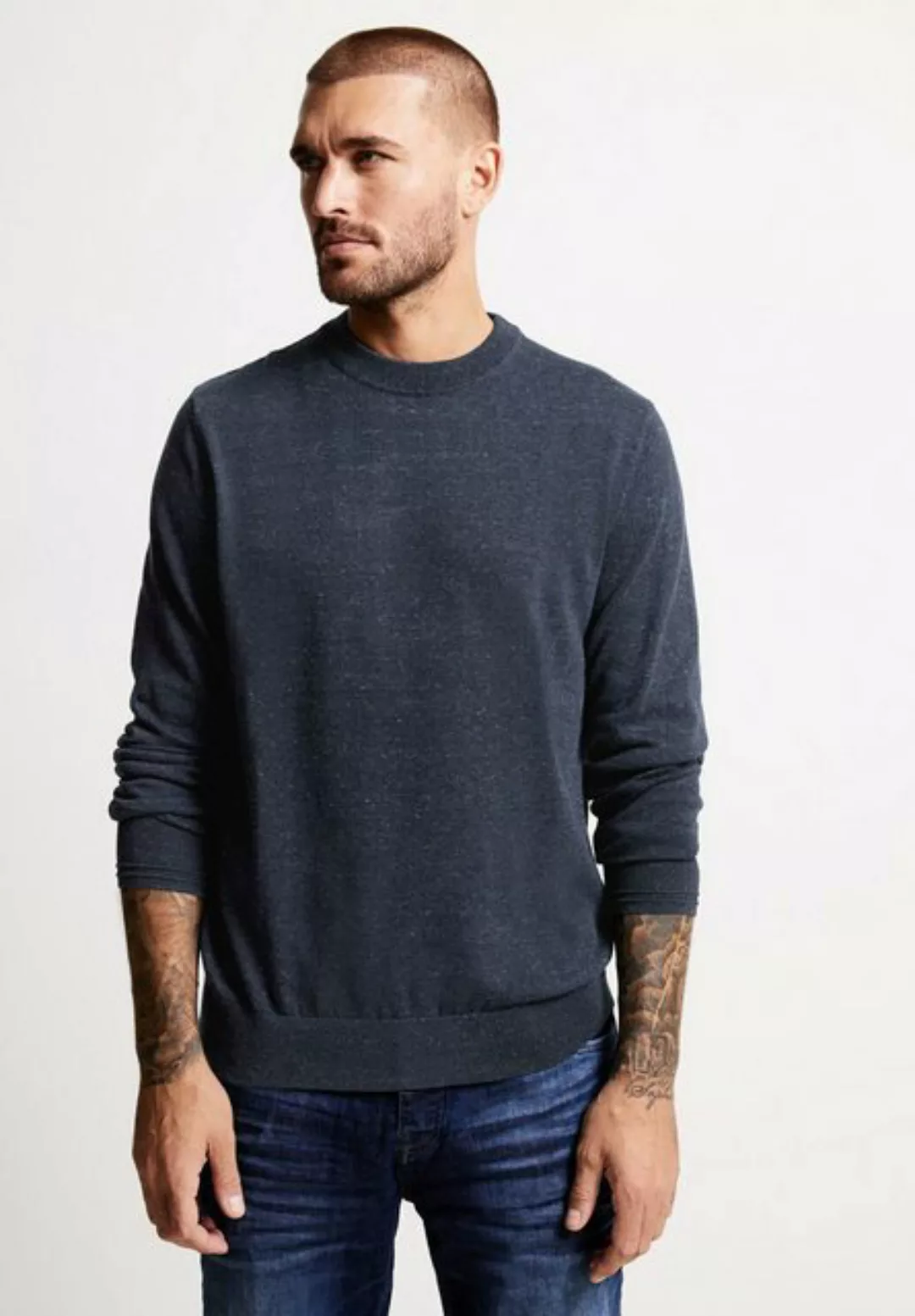 STREET ONE MEN Stehkragenpullover, mit Rippstrickdetails günstig online kaufen