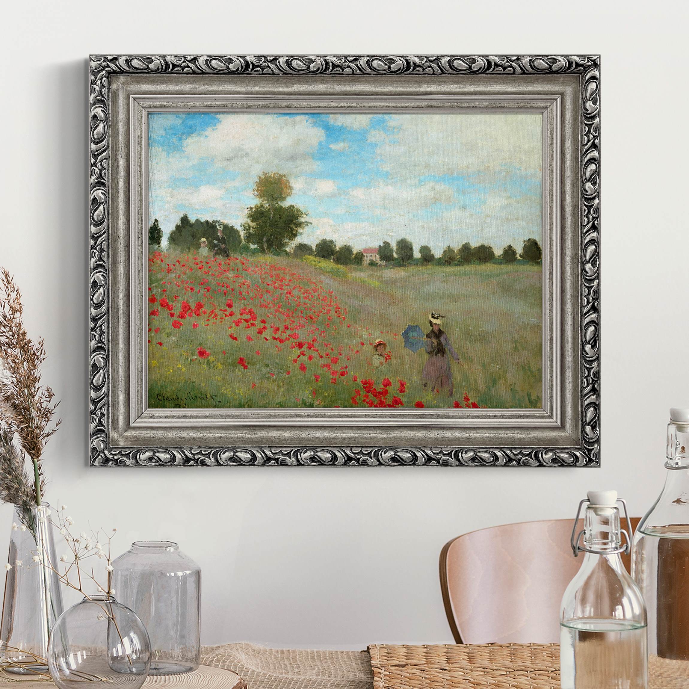 Gerahmtes Leinwandbild Claude Monet - Mohnfeld bei Argenteuil günstig online kaufen