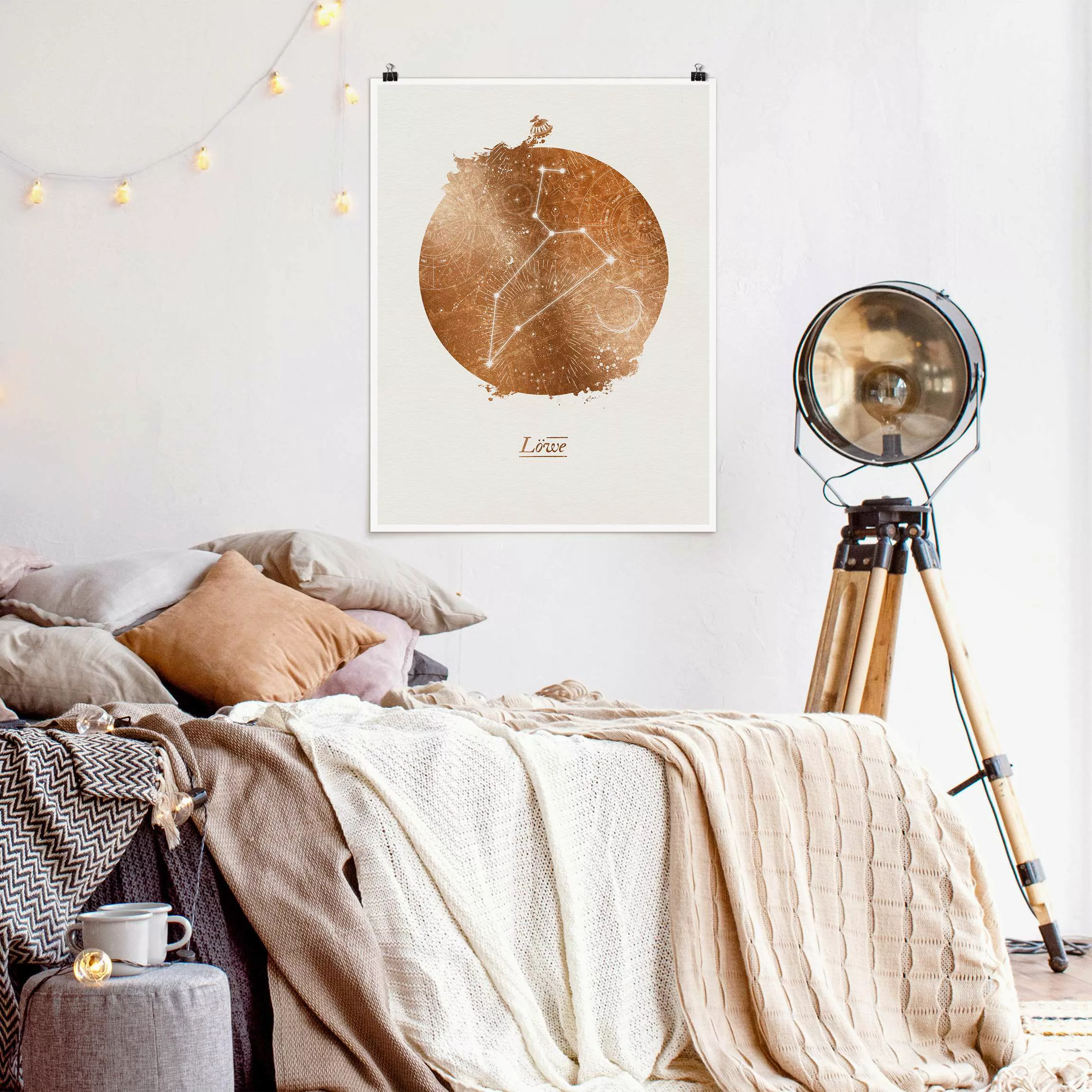 Poster Sternzeichen Löwe Gold günstig online kaufen