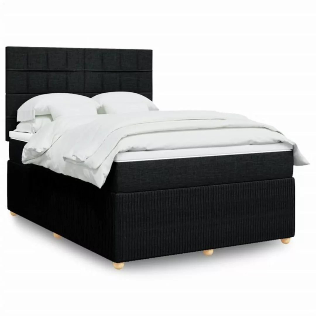 vidaXL Boxspringbett, Boxspringbett mit Matratze Schwarz 160x200 cm Stoff günstig online kaufen