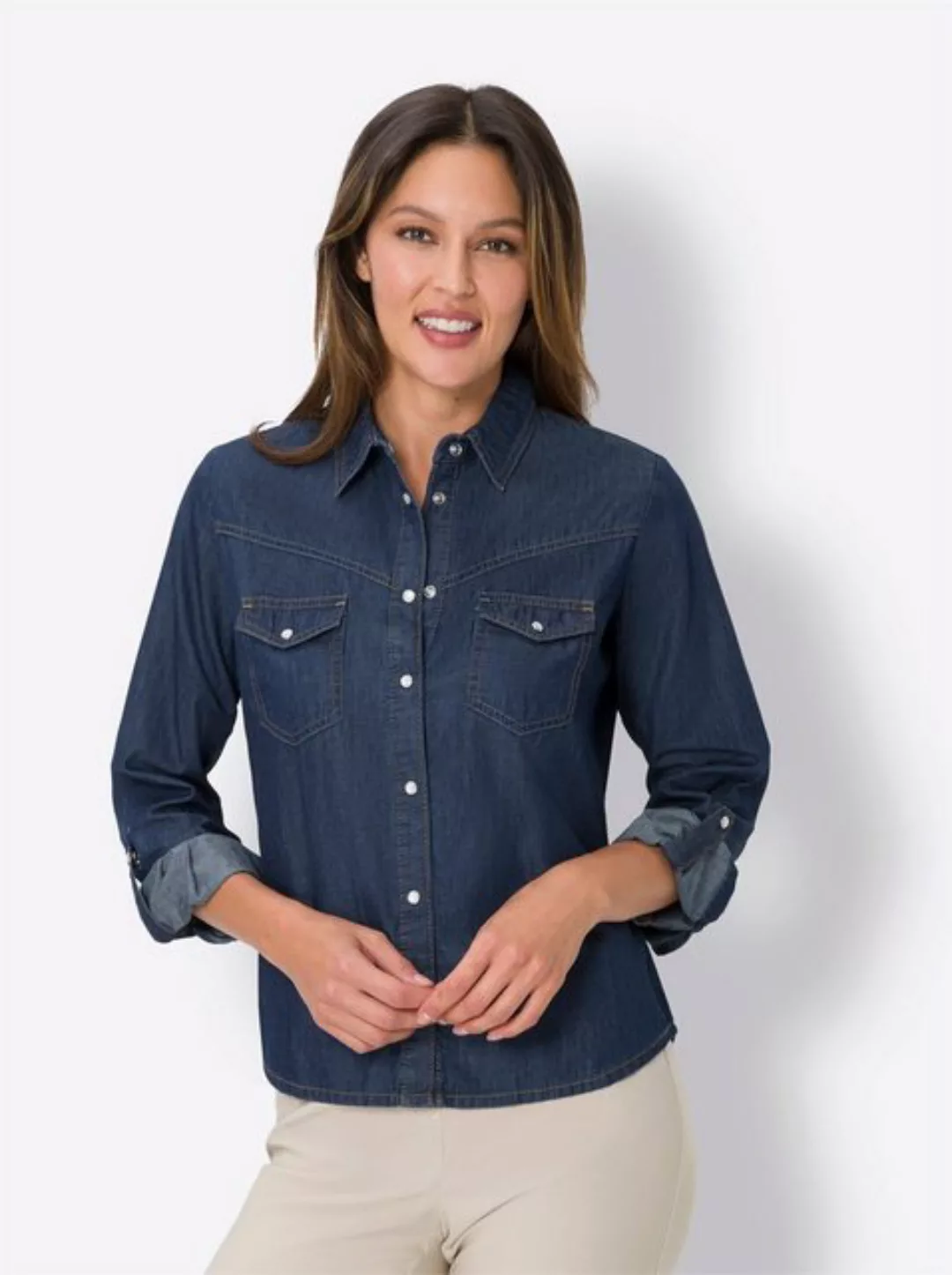 Sieh an! Klassische Bluse Jeansbluse günstig online kaufen