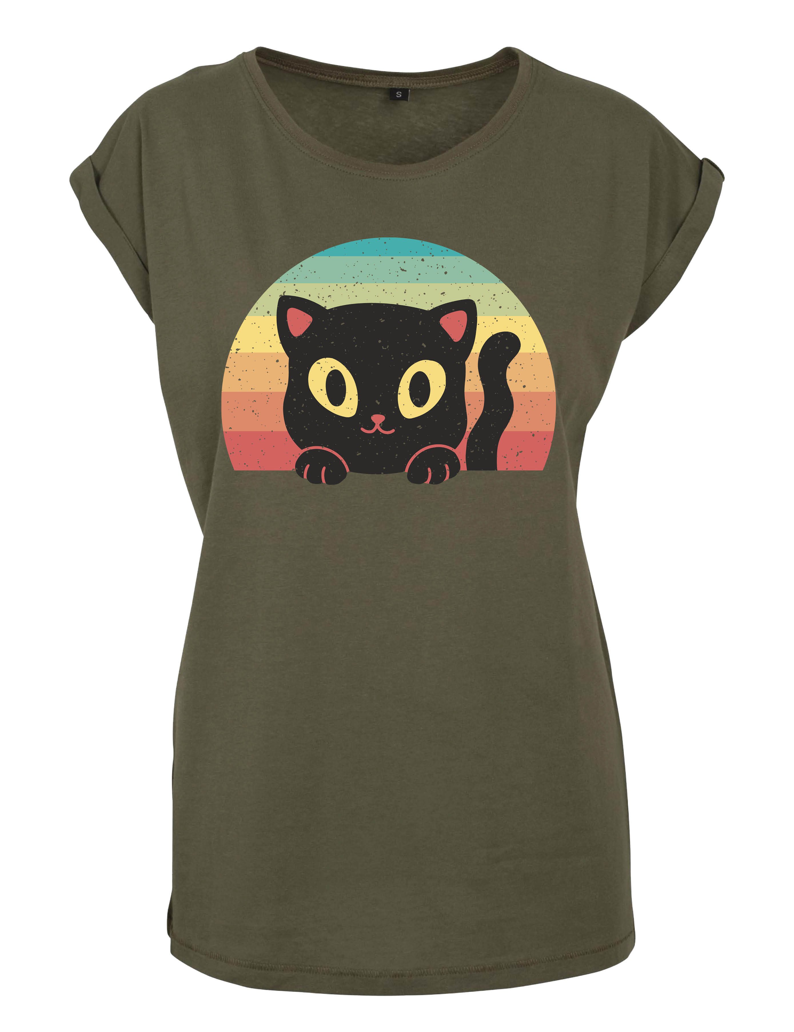 Youth Designz Print-Shirt "Retro Black Cat" günstig online kaufen