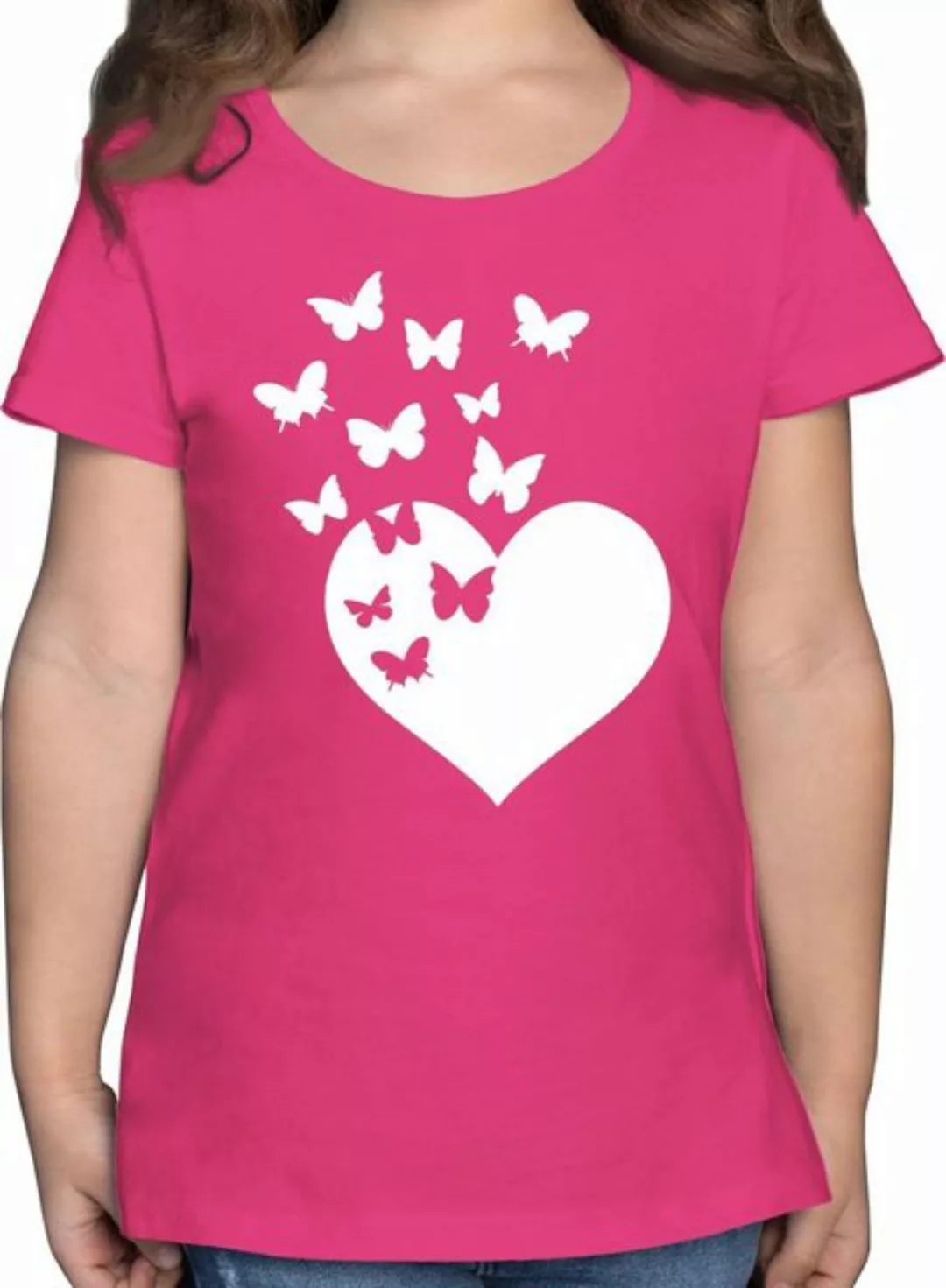 Shirtracer T-Shirt Herz mit Schmetterlingen süße Geschenkidee günstig online kaufen