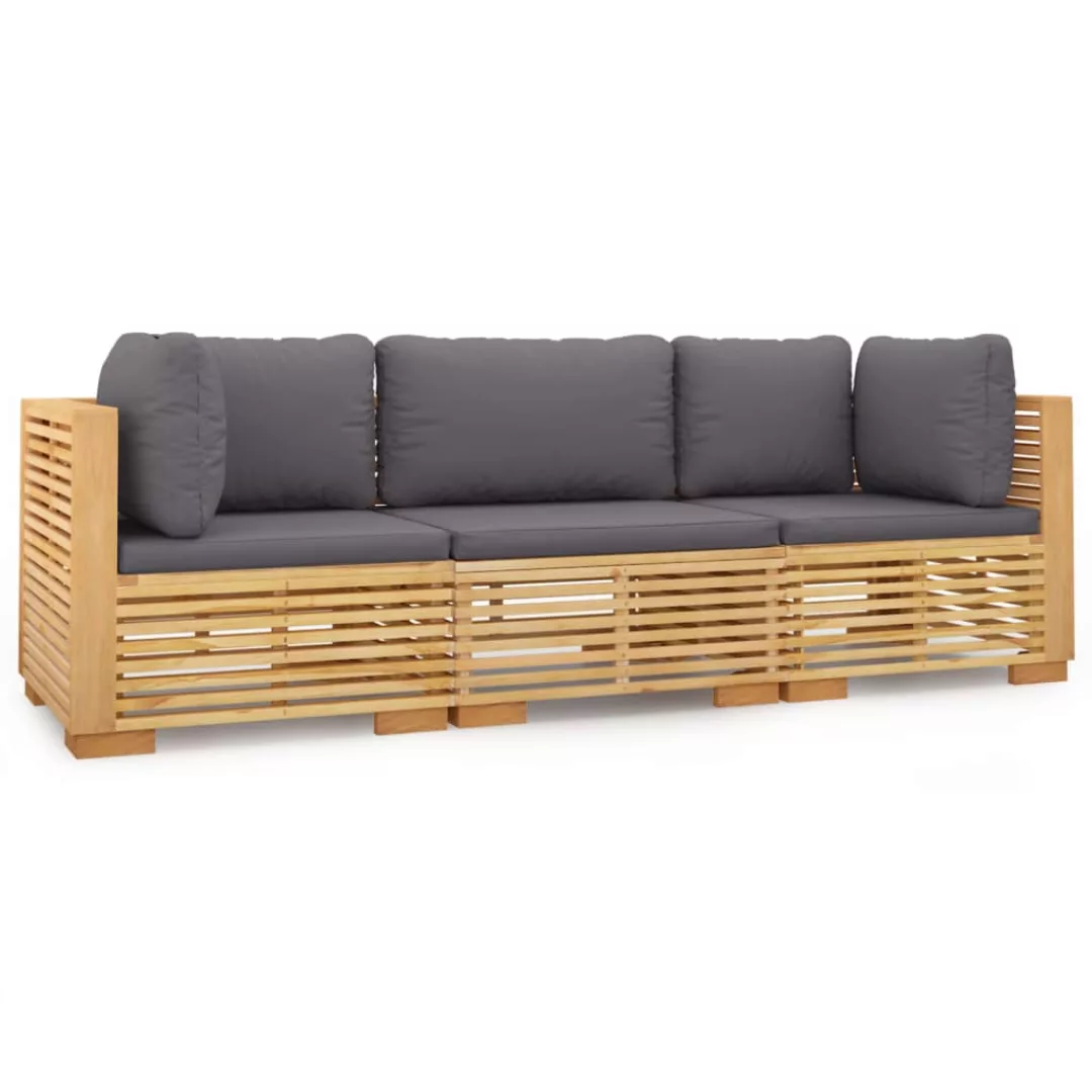 Vidaxl 3-tlg. Garten-lounge-set Mit Kissen Massivholz Teak günstig online kaufen