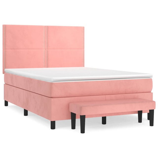 vidaXL Boxspringbett mit Matratze Rosa 140x200 cm Samt1350327 günstig online kaufen